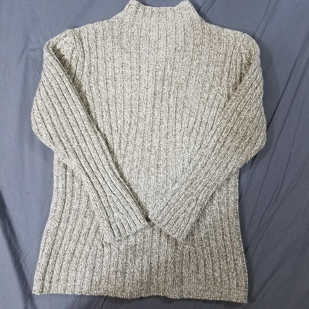 merino wool sweater oversized chunky knit sweater tan funnel neck